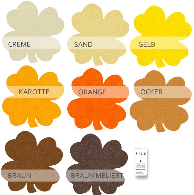 KLEEBLATT - FILZ Untersetzer / 50 Farben